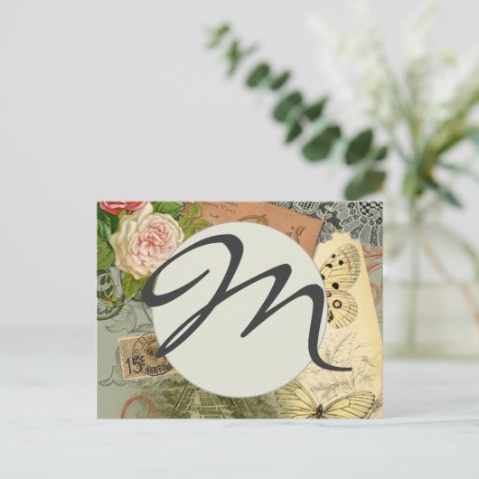 Paris Frankrijk Antiek kunstwerk Collage Eiffel Fr Briefkaart (Staand voorkant)