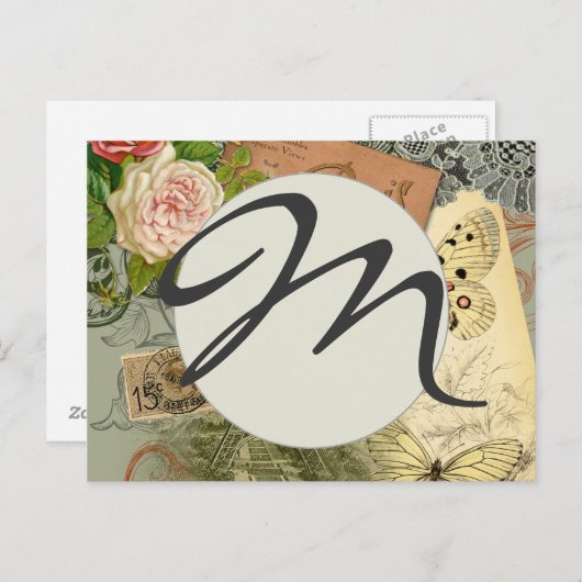 Paris Frankrijk Antiek kunstwerk Collage Eiffel Fr Briefkaart (Voorkant / Achterkant)