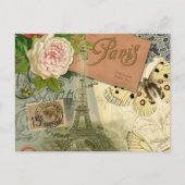 Paris Frankrijk Antiek kunstwerk Collage Eiffel Fr Briefkaart (Voorkant)
