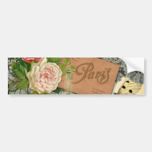 Paris Frankrijk Antiek kunstwerk Collage Eiffel Fr Bumpersticker