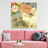 Paris Frankrijk Antiek kunstwerk Collage Eiffel Fr Canvas Afdruk (Insitu (Woonkamer))