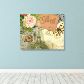 Paris Frankrijk Antiek kunstwerk Collage Eiffel Fr Canvas Afdruk (Insitu (Houten vloer))