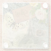 Paris Frankrijk Antiek kunstwerk Collage Eiffel Fr Glazen Onderzetter (Achterkant)