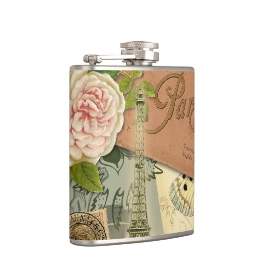 Paris Frankrijk Antiek kunstwerk Collage Eiffel Fr Heupfles (Rechts)