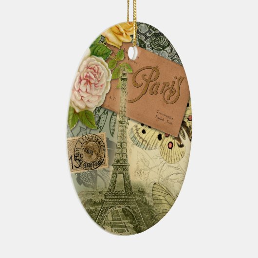 Paris Frankrijk Antiek kunstwerk Collage Eiffel Fr Keramisch Ornament (Rechts)