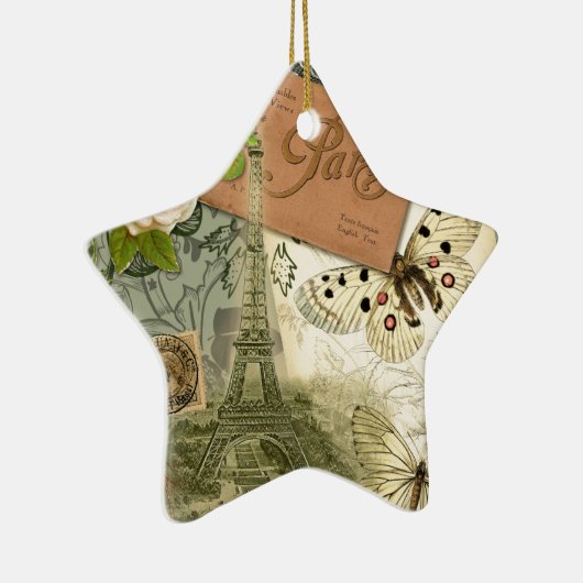 Paris Frankrijk Antiek kunstwerk Collage Eiffel Fr Keramisch Ornament (Rechts)