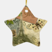 Paris Frankrijk Antiek kunstwerk Collage Eiffel Fr Keramisch Ornament (Achterkant)