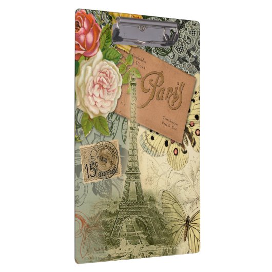 Paris Frankrijk Antiek kunstwerk Collage Eiffel Fr Klembord (Rechts)