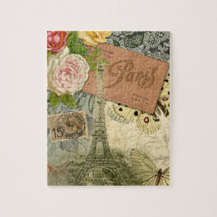 Paris Frankrijk Antiek kunstwerk Collage Eiffel Fr Legpuzzel