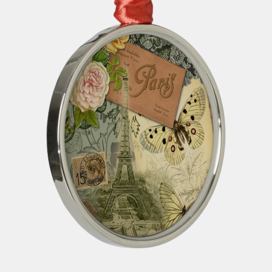 Paris Frankrijk Antiek kunstwerk Collage Eiffel Fr Metalen Ornament (Rechts)