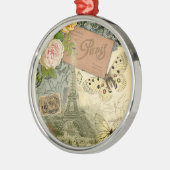 Paris Frankrijk Antiek kunstwerk Collage Eiffel Fr Metalen Ornament (Links)