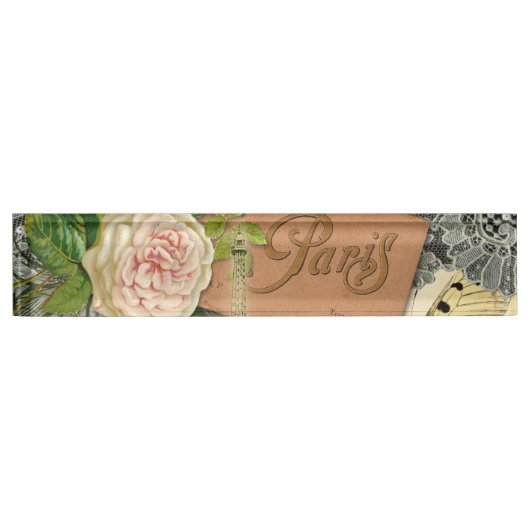 Paris Frankrijk Antiek kunstwerk Collage Eiffel Fr Naambordje (Voorkant)