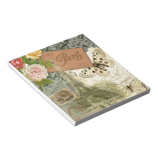 Paris Frankrijk Antiek kunstwerk Collage Eiffel Fr Notitieblok (Schuin)