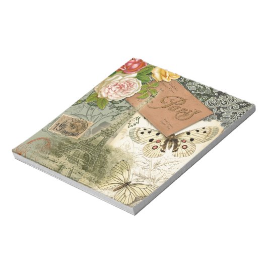 Paris Frankrijk Antiek kunstwerk Collage Eiffel Fr Notitieblok (Linkerzijde)