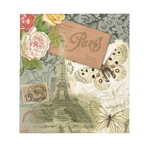 Paris Frankrijk Antiek kunstwerk Collage Eiffel Fr Notitieblok