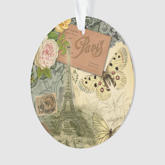 Paris Frankrijk Antiek kunstwerk Collage Eiffel Fr Ornament (voorkant)