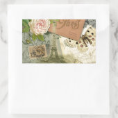 Paris Frankrijk Antiek kunstwerk Collage Eiffel Fr Rechthoekige Sticker (Tas)