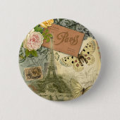 Paris Frankrijk Antiek kunstwerk Collage Eiffel Fr Ronde Button 5,7 Cm (Voorkant)