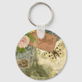 Paris Frankrijk Antiek kunstwerk Collage Eiffel Fr Sleutelhanger (Voorkant)