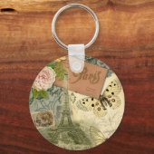 Paris Frankrijk Antiek kunstwerk Collage Eiffel Fr Sleutelhanger (Voorkant)