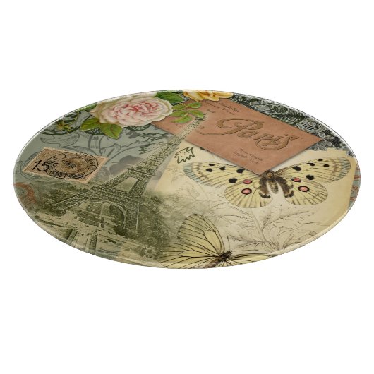 Paris Frankrijk Antiek kunstwerk Collage Eiffel Fr Snijplank (Hoek)