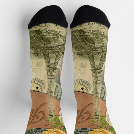 Paris Frankrijk Antiek kunstwerk Collage Eiffel Fr Sokken (Top)