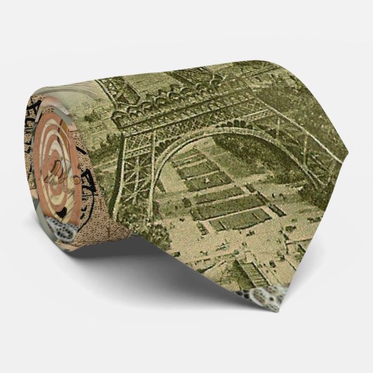 Paris Frankrijk Antiek kunstwerk Collage Eiffel Fr Stropdas (Opgerold)