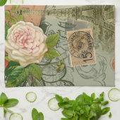 Paris Frankrijk Antiek kunstwerk Collage Eiffel Fr Theedoek (Gevouwen)