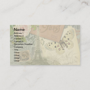 Paris Frankrijk Antiek kunstwerk Collage Eiffel Fr Visitekaartje