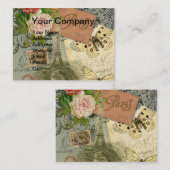 Paris Frankrijk Antiek kunstwerk Collage Eiffel Fr Visitekaartje (Voorkant / Achterkant)