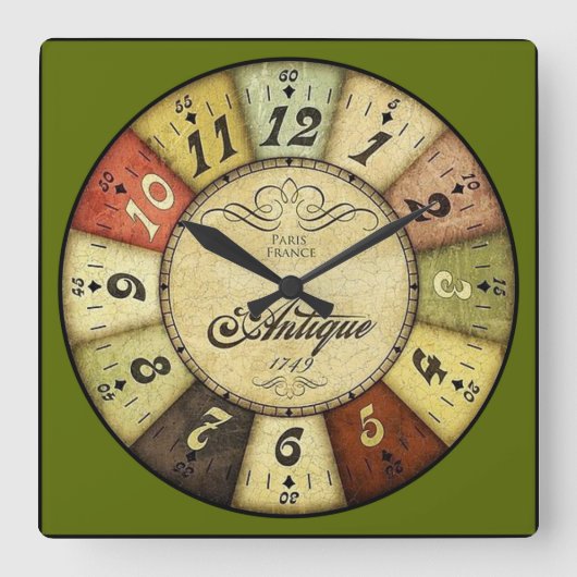 Paris Frankrijk Antiek Vierkante Klok (Voorkant)