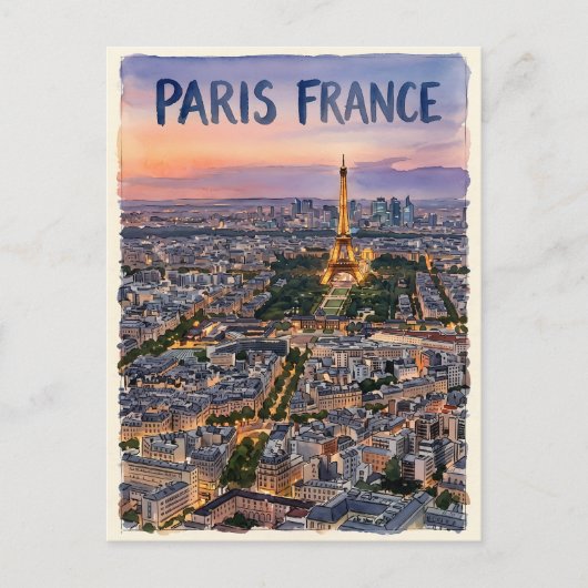 Paris Frankrijk Aquarel Reis Schets Briefkaart (Voorkant)