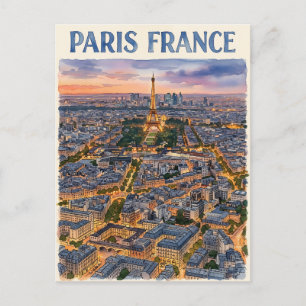 Paris Frankrijk Aquarel Reis Schets  Briefkaart