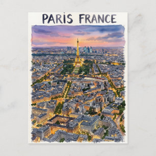 Paris Frankrijk Aquarel Reis Schets  Briefkaart