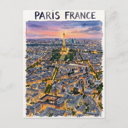 Paris Frankrijk Aquarel Reis Schets  Briefkaart (Voorkant)