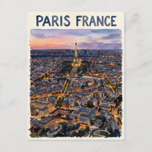 Paris Frankrijk Aquarel Reis Schets  Briefkaart