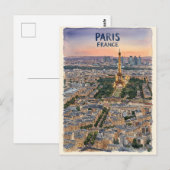 Paris Frankrijk Aquarel Reis Schets Briefkaart (Voorkant / Achterkant)