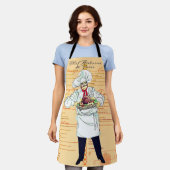 Paris Frankrijk Chef Caricatuur Menu Tekst Schort (Gedragen)