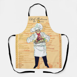 Paris Frankrijk Chef Caricatuur Menu Tekst Schort