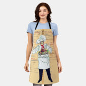 Paris Frankrijk Chef Caricatuur Menu Tekst Schort (Gedragen)