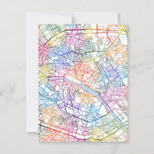 Paris Frankrijk City Map Briefkaart
