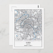 Paris Frankrijk City Map Eenvoudig reizen Briefkaart (Voorkant / Achterkant)