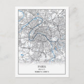 Paris Frankrijk City Map Eenvoudig reizen Briefkaart (Voorkant)