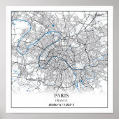 Paris Frankrijk City Map Eenvoudig reizen Poster (Voorkant)