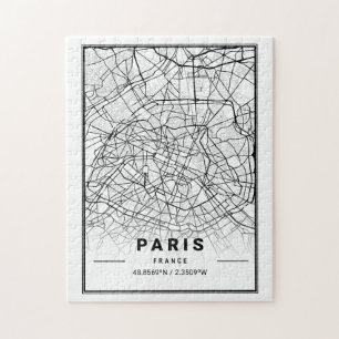 Paris Frankrijk City Map   Moderne minimalistische Legpuzzel