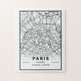 Paris Frankrijk City Map | Moderne minimalistische Legpuzzel