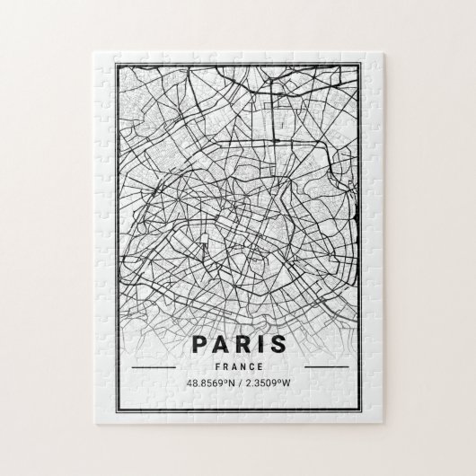 Paris Frankrijk City Map | Moderne minimalistische Legpuzzel (Verticaal)