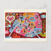 Paris Frankrijk Colorful Map Briefkaart (Voorkant)