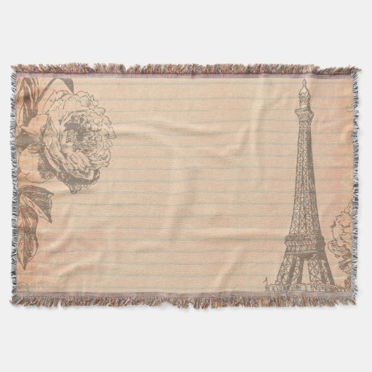 Paris Frankrijk Eifel Tower Shabby Chic Throw Blan Deken (Voorkant)