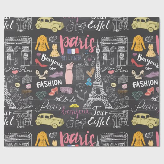 Paris Frankrijk Eiffel Tower Cadeaupapier (Vlak)